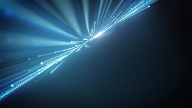 Abstract Light Fiber Strings Flowing Background Loop/ 4k animation of an abstract wallpaper technology background with flowing powerful speed stroke patterns and depth of field seamless looping