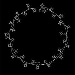 christmas new year wedding celebration party hanging string lights decoration round garland,  isolated vector illustration festive graphic