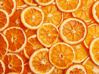 Dried orange round slices full textured background