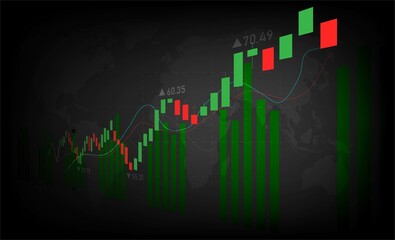 Stock market or forex trading graph in graphic concept suitable for financial investment or Economic trends business,graph candle stick ,Bullish,Bearish point.Abstract background. Vector illustration