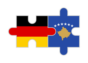 puzzle pieces of germany and kosovo flags. vector illustration isolated on white background