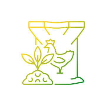 Chicken poultry manure gradient linear vector icon. Plants and crops organic nourishing. Growth, fertility increasing. Thin line color symbol. Modern style pictogram. Vector isolated outline drawing