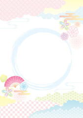 pastel color background with Japanese traditional patterns