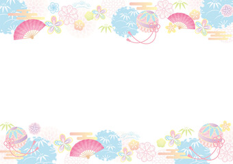 pastel color background with Japanese traditional patterns