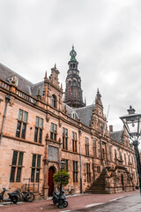Fototapeta na wymiar Front view of Leiden City Hall, built in renaissance style