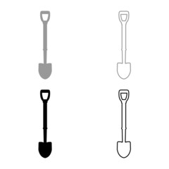 Shovel set icon grey black color vector illustration image flat style solid fill outline contour line thin © Serhii
