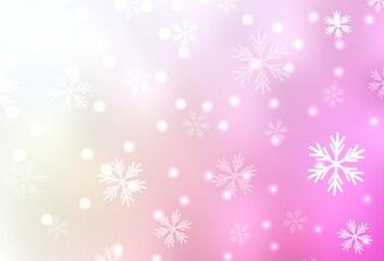 Naklejka na ściany i meble Light Pink, Yellow vector pattern with christmas snowflakes, stars.
