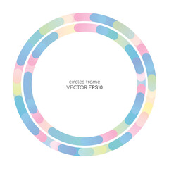 Colorful circle line swirl round frame in pastel colors blue pink green for background banner or template.