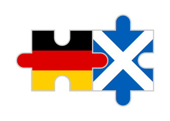 puzzle pieces of germany and scotland flags. vector illustration isolated on white background