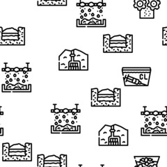 Naklejka premium Solid Waste Management Business Vector Seamless Pattern Thin Line Illustration