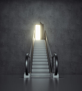 Escalator to a opened door