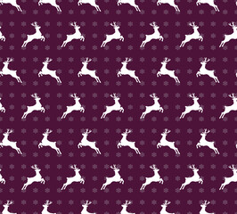 Cool Jumping Deers Snowflakes Background Seamless Pattern Christmas Concept Design Perfect For Allover Print of Wrapping Paper Stylish Trendy Fashion Colors 

