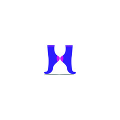 Creative Concept for Socks Shop. Logo Design Template with socks that form the letter H is simple and clean. 