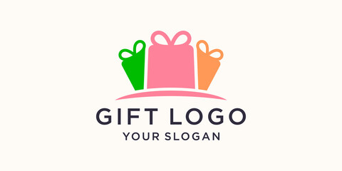 Gift box with ribbon icon Trendy flat design style Symbol, logo illustration.