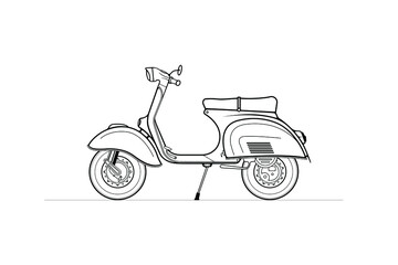 Obraz na płótnie Canvas Motor scooter blueprint side view. Vector illustration.
