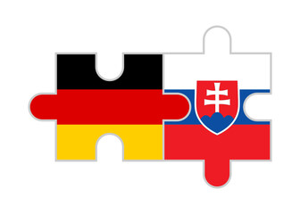 puzzle pieces of germany and slovakia flags. vector illustration isolated on white background