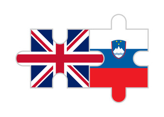 puzzle pieces of united kingdom and slovenia flags. vector illustration isolated on white background