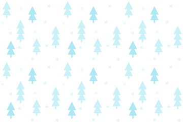 Christmas tree and snowflakes seamless pattern. New year and Christmas background. Soft blue and white colors. Vector.