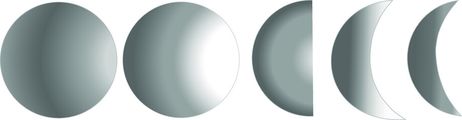 Moon phases Vectors with gradient effect on white background.