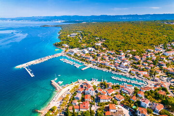 Town of Malinska waterfront aerial view, Island of Krk