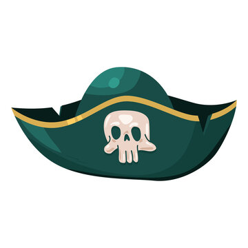 Pirate hat with skull vector cartoon illustration isolated on a white background.