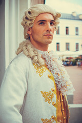 Portrait of a man in a medieval costume. Retro style and historical clothes concepts. Ukrainian...