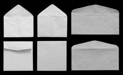 Set of white envelope on black background