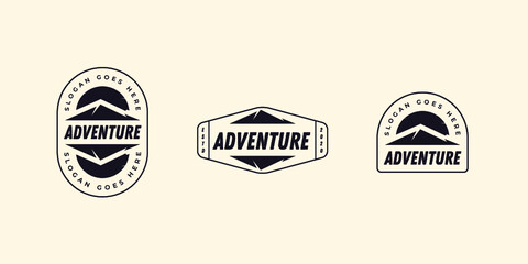 Set the Adventure logo and badges, Outdoor retro emblems, mountain logo collection