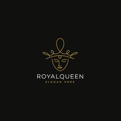 Women with Crown beauty spa and branch logo for beauty salon, spa, cosmetic, and skin care. elegant logo design and business card