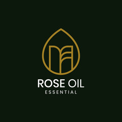 Rose oil logo template with unique concept vector
