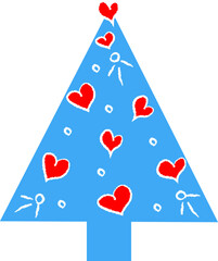christmas tree new year holiday hearts decoration light blue