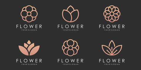 abstract floral ornament logo and icon set. design template vector.