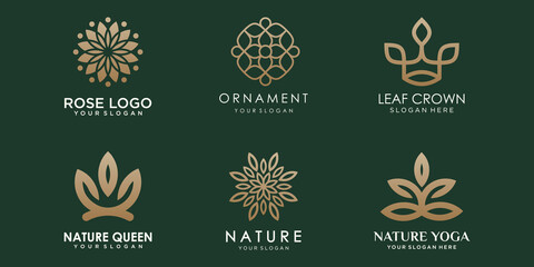 abstract floral ornament logo and icon set. design template vector.