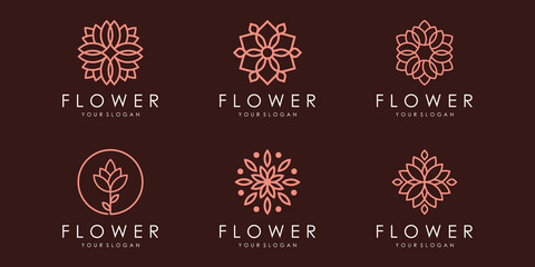 floral ornament logo and icon set. design template vector.