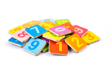 Math number colorful on white background, education study mathematics learning teach concept.