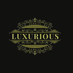 Luxury Logo design flourishes calligraphic elegant ornament lines. identity for Restaurant, Royalty, Boutique, Cafe, Hotel, Heraldic, Jewelry, Fashion and other vector illustration - obrazy, fototapety, plakaty