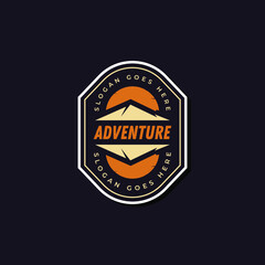 Adventure badge logo, Outdoor retro emblems, mountain logo design