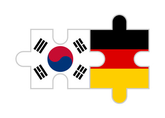 puzzle pieces of korea republic and germany flags. vector illustration isolated on white background