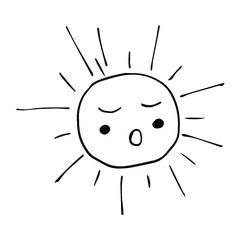 vector silhouette of the sun with rays closed eyes