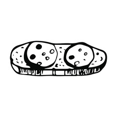 vector snack sandwich loaf with two slices of sausage