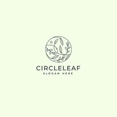 Tropical plant logo. Round emblem flower in a circle n linear style. Vector abstract badge for design of natural products, flower shop, cosmetics, ecology concepts, health, spa, yoga Center.