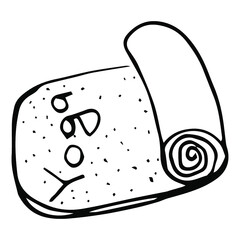 vector drawn rolled up yoga mat