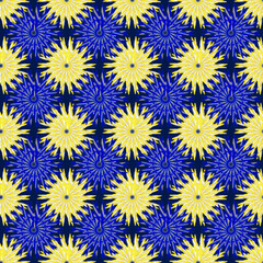 Pattern con sole oro e blu
