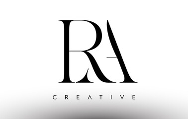RA Minimalist Serif Modern Letter Logo in Black and White. RA Creative Serif Logo Design Icon Vector