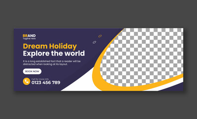 Travel social media post-Facebook cover or header and web banner template