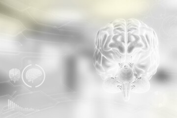 Human brain, physiology study concept - detailed electronic texture, medical 3D illustration