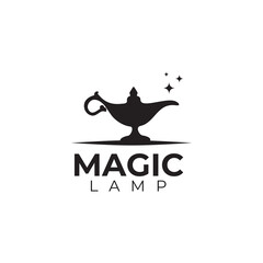 Black Traditional magic lamp logo design - obrazy, fototapety, plakaty
