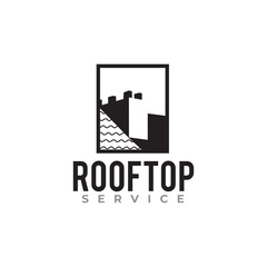 Rooftop or roofing service logo design