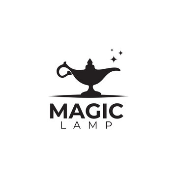 Black Traditional magic lamp logo design