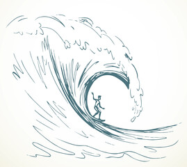 Big sea wave. Vector drawing